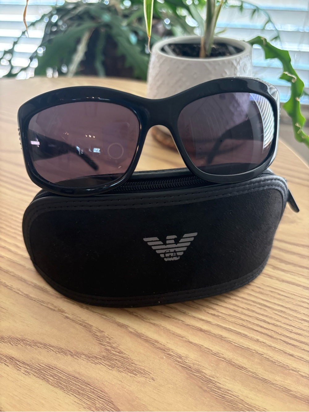 Emporio Armani Black Frame Sunglasses with Smoke Lenses